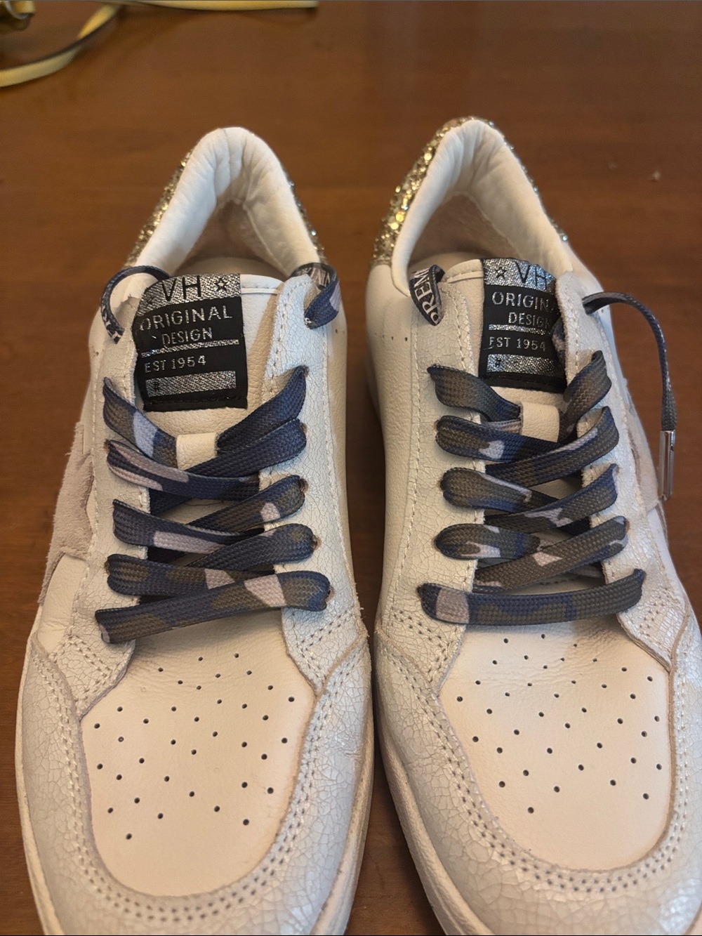 Vintage Havana Eileen Star Sneakers - White / Gold Glitter / Camo Accent Size 11 - Picture 3 of 10